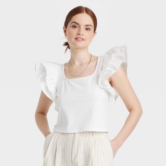 NWOT A New Day Flutter Sleeve Top - Picture 1 of 6